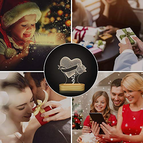 3D Illusion Heart LED Night Light for Girlfriend Wife Romantic Valentine Day Gifts